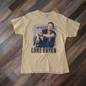 Luke Bryan Graphic T-Shirt Yellow Gildan You Can Crash My Party Anytime Size L